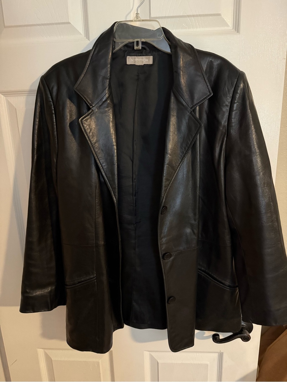 Nordstrom Black Leather lambskin Blazer Jacket